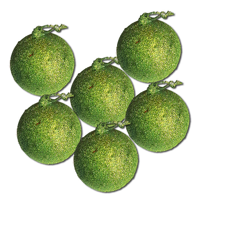 6 cm Green Glitter Christmas 6 Balls