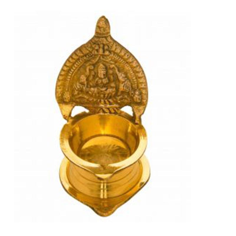 Brass Kamatchi Oil Lamp with intricate goddess carving, ideal for home pooja rituals. Shop Kamatchi Vilakku Oil Lamp online in Sri Lanka at Bamagate.com.