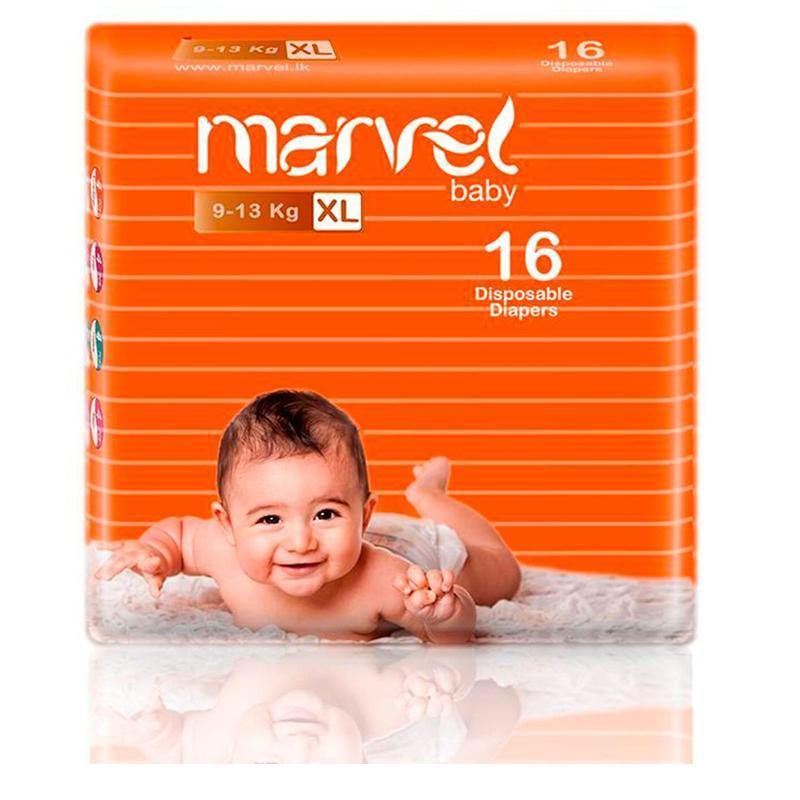 Marvel Baby Diapers XL, 13 -17 Kg-16 Pcs