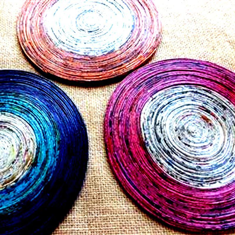 8 inch Round Placemats Recycled Paper Dining Table Mats - Bamagate