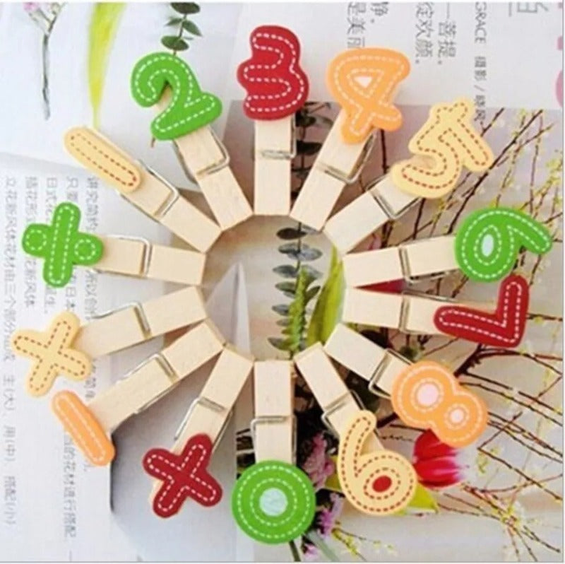 mini wooden number clip