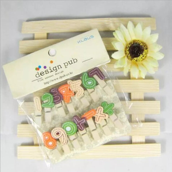mini wooden number clip