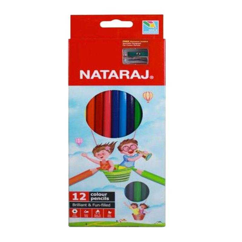 Nataraj Colour Pencil Multicolour 12-pack with sharpener, ideal for school art projects. Buy at best price in Sri Lanka on bamagate.com.