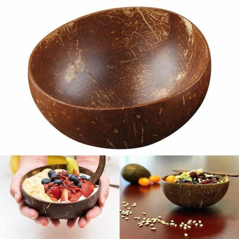 Natural Coconut Bowls and Coconut Spoon Set - bamagate-com