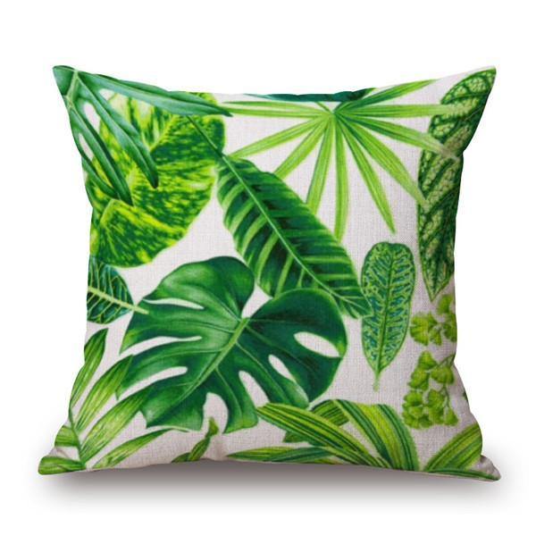 Decorative Throw Pillow Tropical Rainforest Green Plant Design For Sofa Cushion - bamagate-com