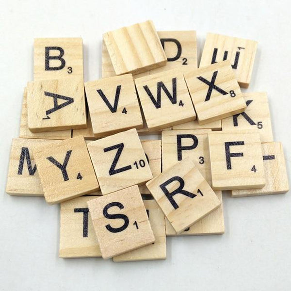 100Pcs Letter Set Word Scrapbooking Scrabble Number Alphabet Tile Wooden - bamagate-com