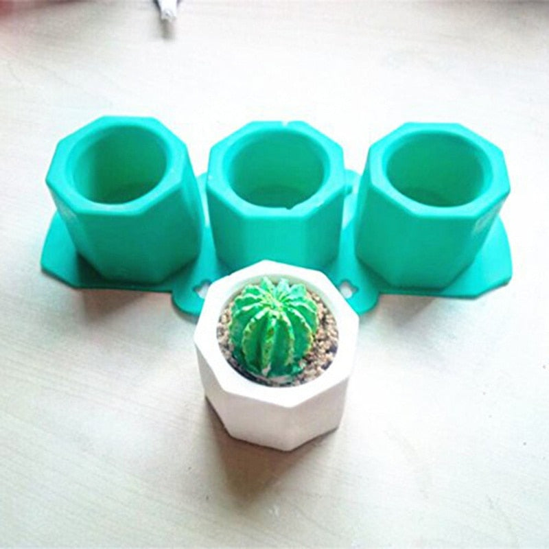 Silicone Mold Creative Geometric Polygonal Concrete Flower Pot Vase - bamagate-com