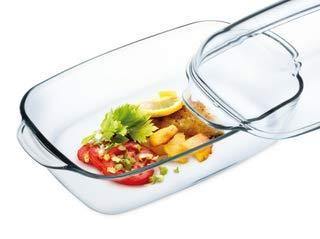 Glass Rectangular Casserole 3L Dish Dinner Cooking Roasting Baking Kitchen Serving - bamagate-com