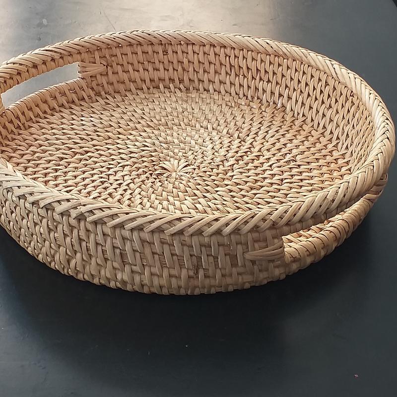 Rattan Round Serving Tray
