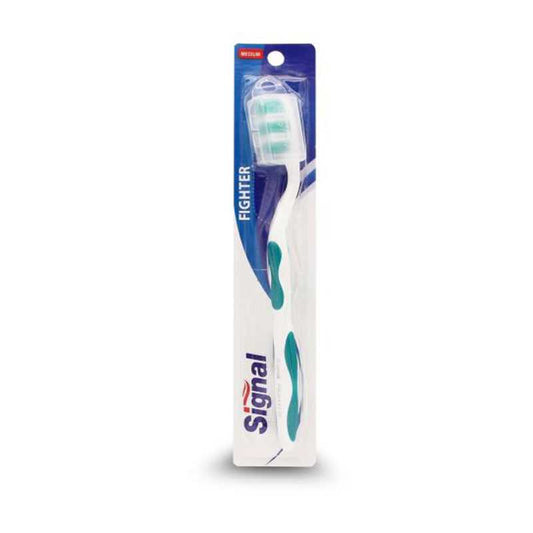 Signal Fighter Tooth Brush Medium with V bristles for deep cleaning and angled neck for back teeth. Buy online at Bamagate.com in Sri Lanka.