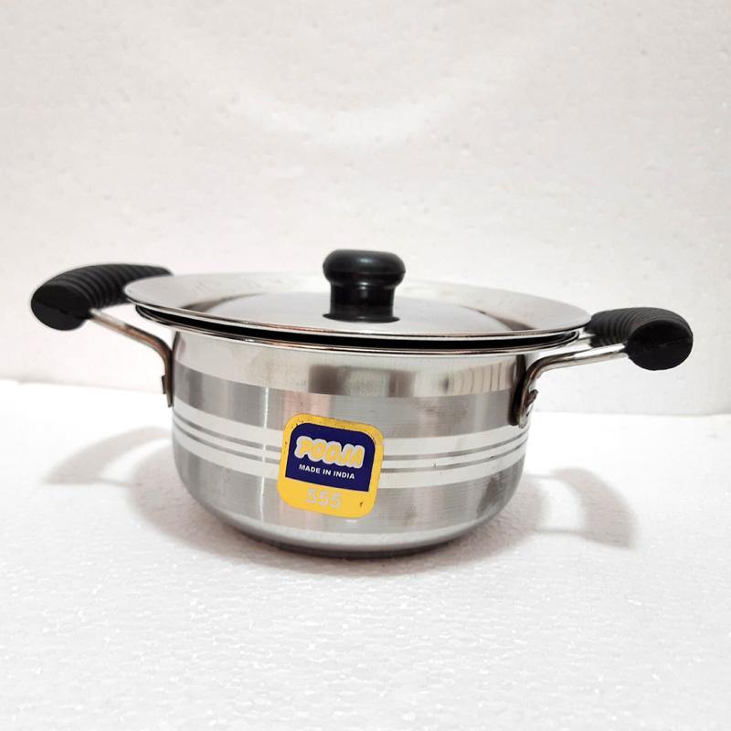 Stainless Steel Cooking Serving Pot with Steel Lid - Bamagate