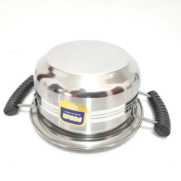 Stainless Steel Cooking Serving Pot with Steel Lid - Bamagate