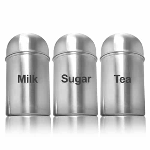 Stainless Steel Canister Tea Milk Powder & Sugar 3PCs Set - 500 g - bamagate-com