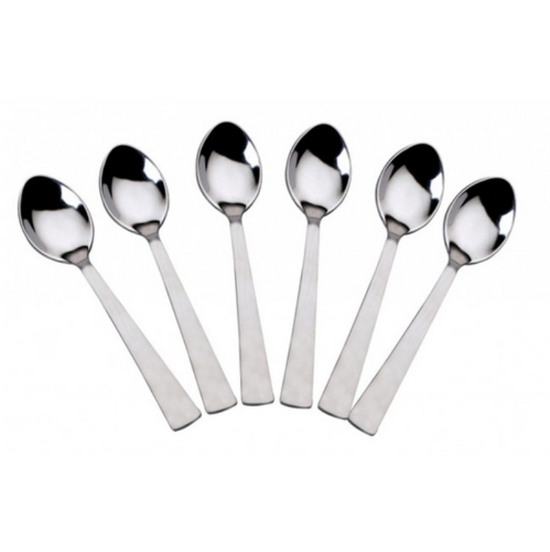 6-piece Stainless Steel Teaspoons with Square Edge - bamagate-com