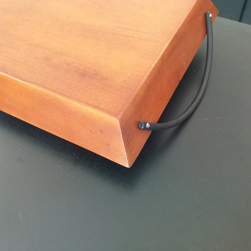 Wooden Serving Tray with Steel Handle