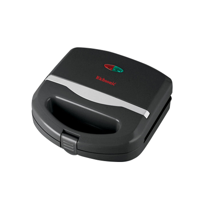 Compact RICHSONIC Waffle Maker RHS 189 in black with silver accent, perfect for quick waffle preparation. Available online at Bamagate.com Sri Lanka.