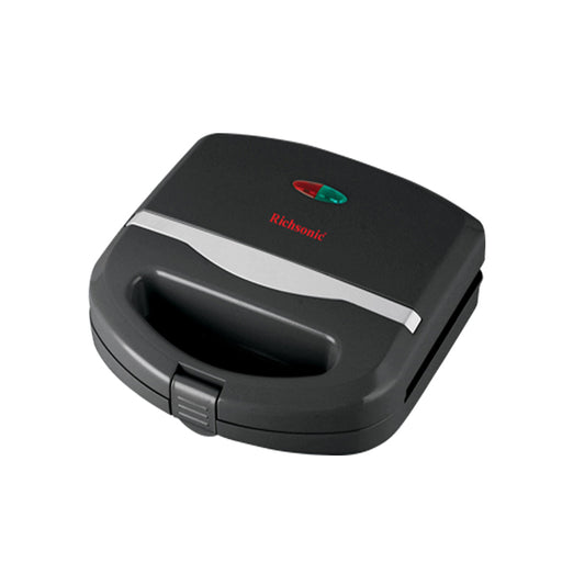 Compact RICHSONIC Waffle Maker RHS 189 in black with silver accent, perfect for quick waffle preparation. Available online at Bamagate.com Sri Lanka.