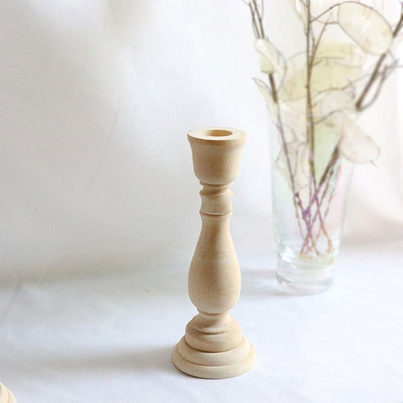 wooden pillar candle holder stand