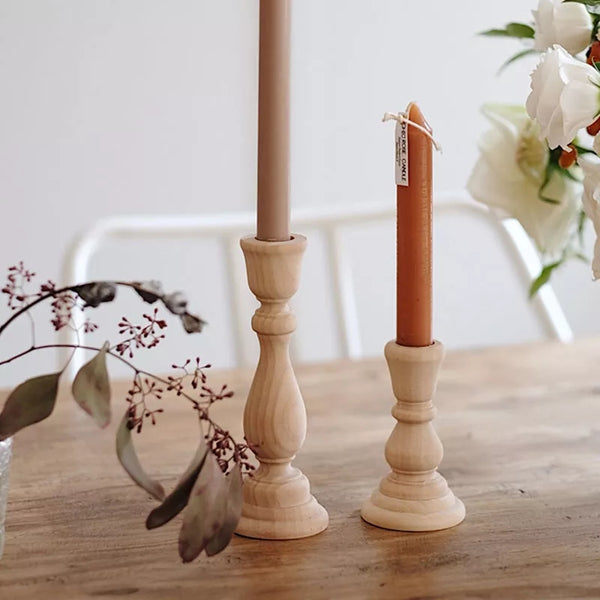 wooden pillar candle holder stand