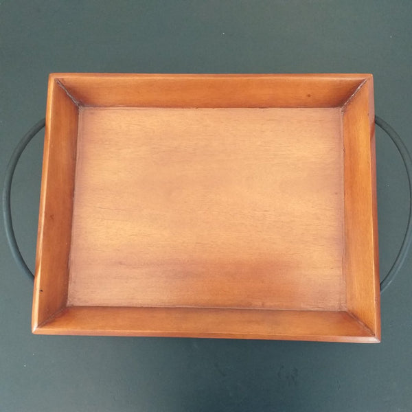 Wooden Serving Tray with Steel Handle