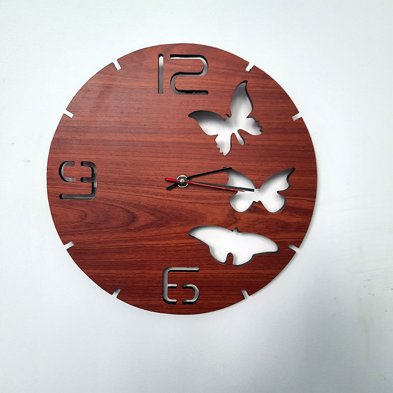 Wooden Round Classic Engraved Wall Clock